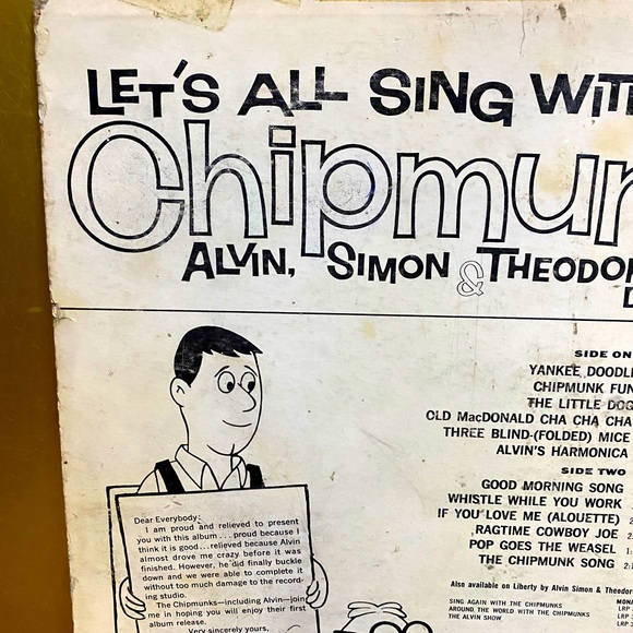 ALVIN LET’S ALL SING WITH THE CHIPMUNKS VTG 1961 VINYL RECORD LP LIBERTY RECORDS - Picture 16 of 16